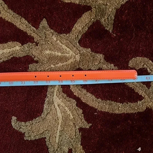 Women's Skinny Bright Orange Dress Belt Silver Tone Rectangle Buckle Small - Picture 11 of 14